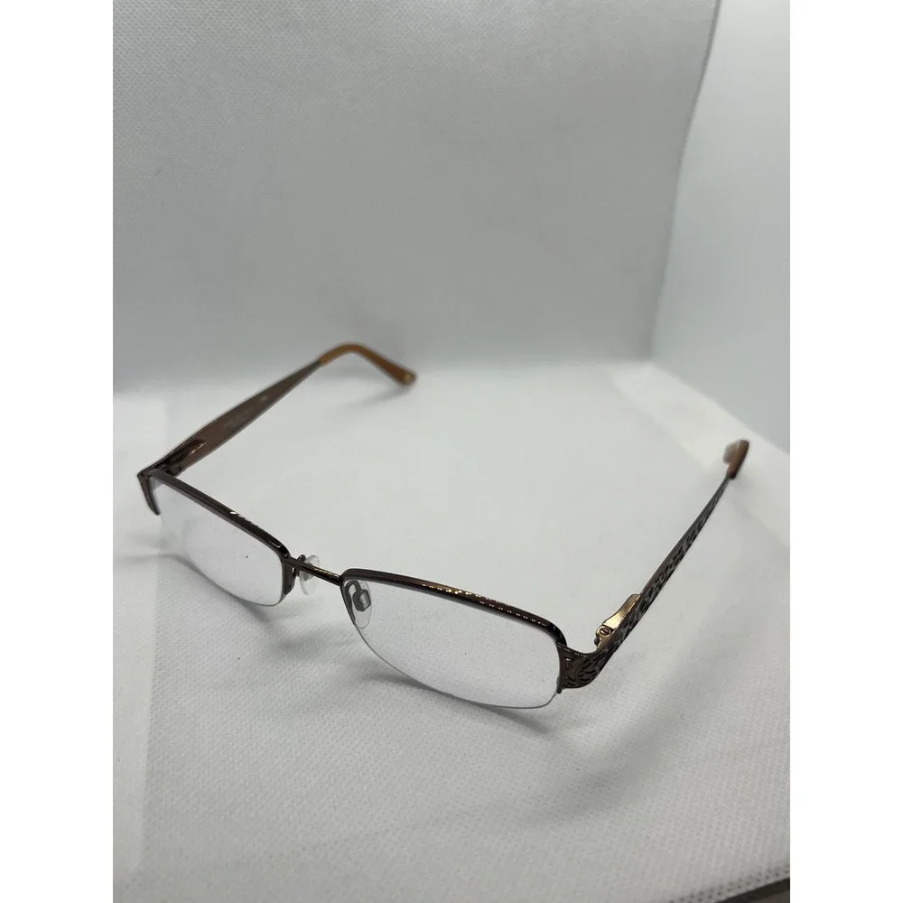 Isaac Mizrahi Glasses Frames‎ Designer Eyeglasses Brown Floral Detail 17-135